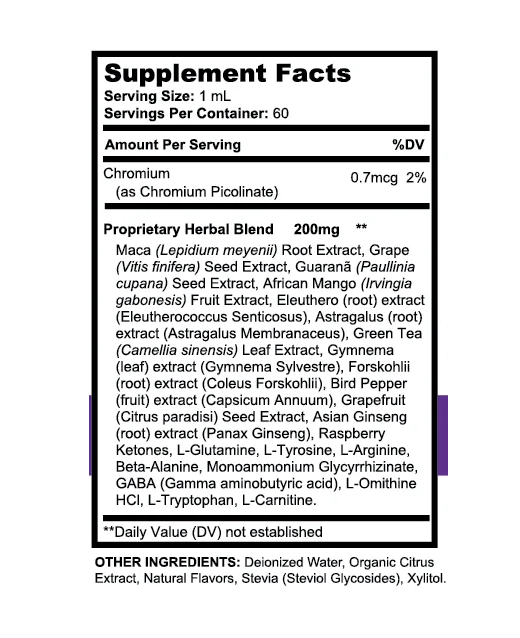 Supplement Facts for Keto Drops